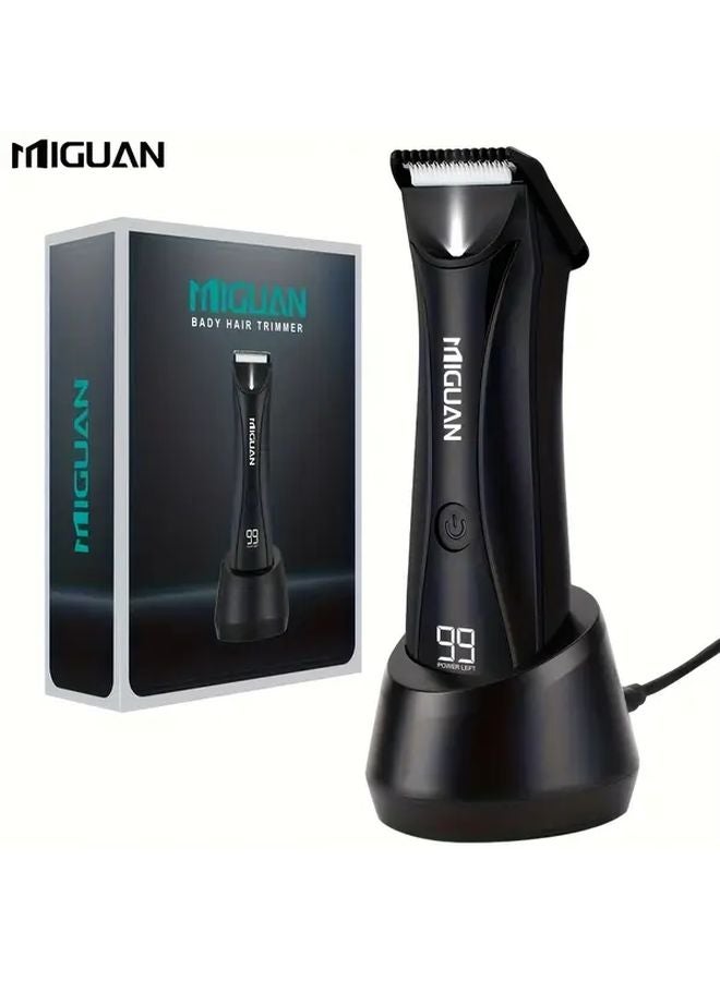 Black Mens Electric Body Groomer Hair Clipper Shaver USB Charging Dock Digital Display Gift Set - Image 1